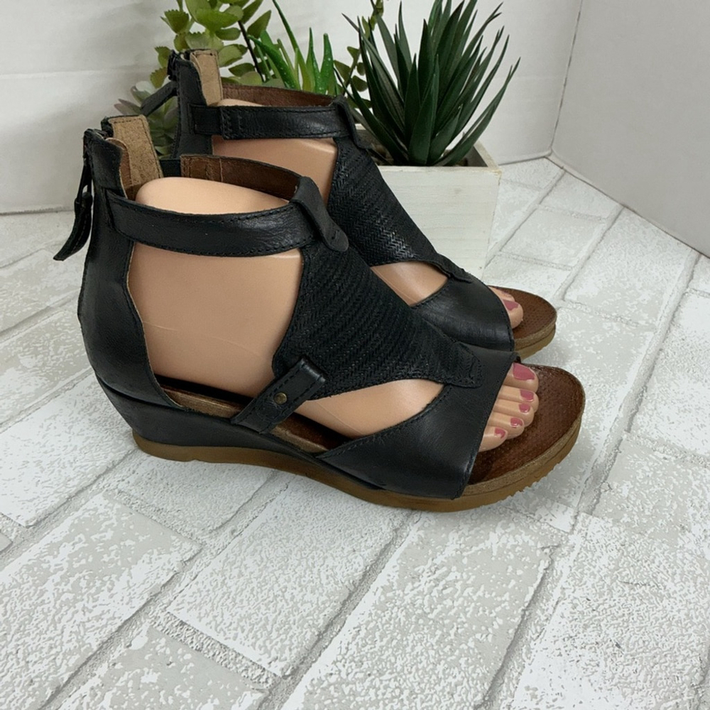 Miz Mooz Black Wedge Sandals